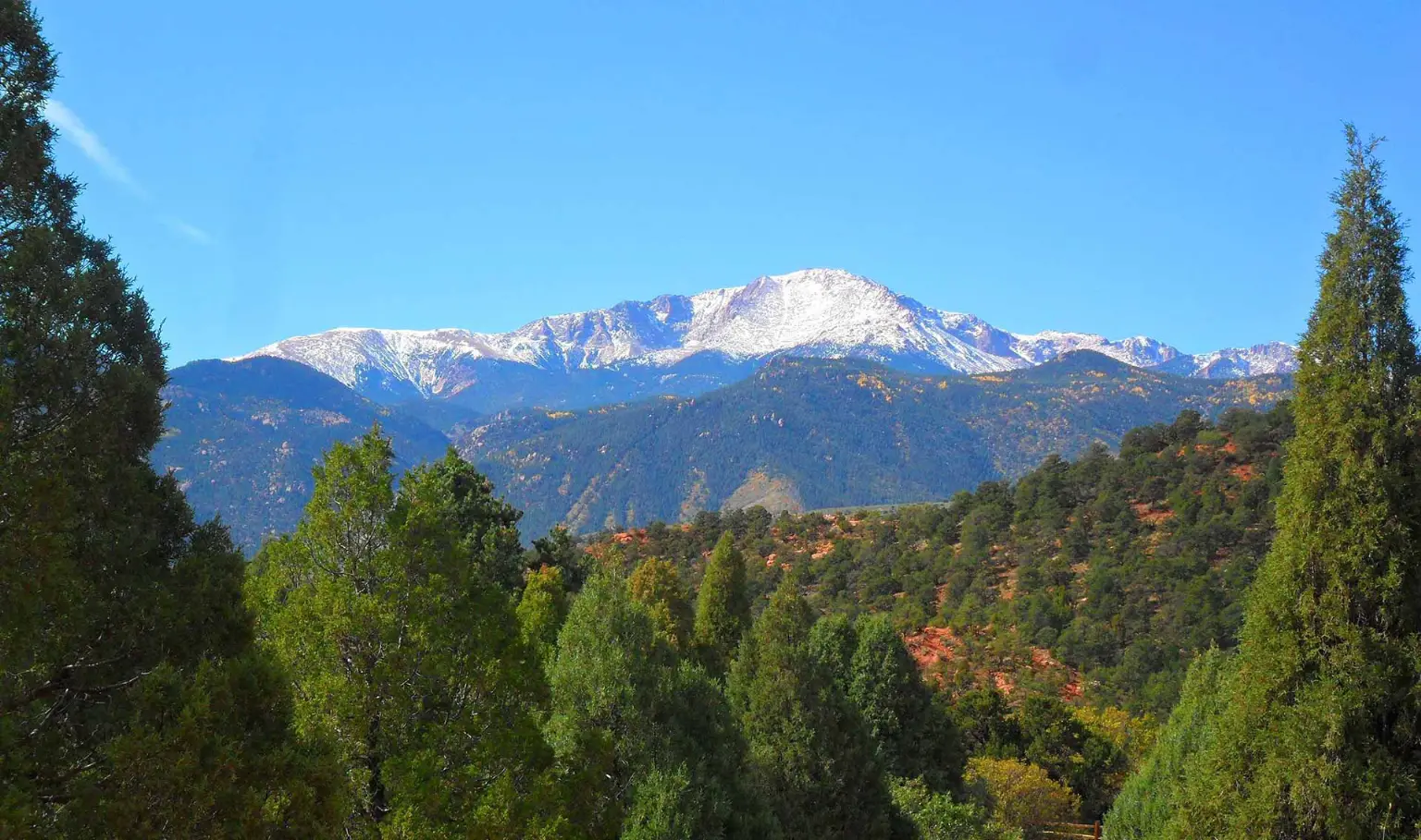 The Pikes Peak mountains above Colorado Springs, Colorado
